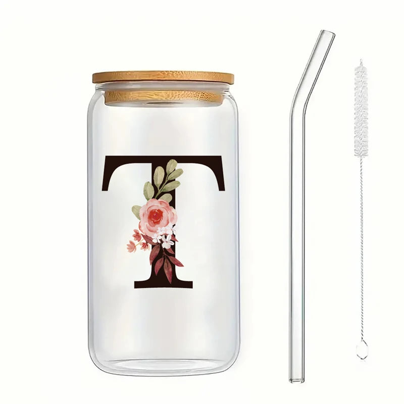 Alpha Bloom Glass – A to Z Floral Letter Cup