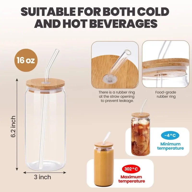 Clear Bloom Sipper – Glass & Wood Drink Set