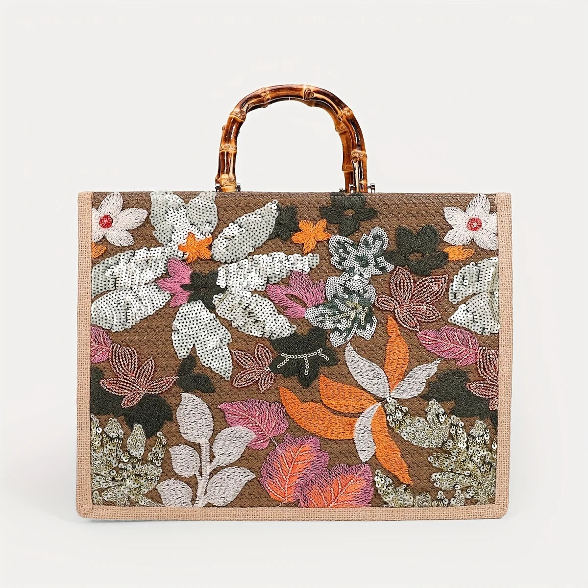 "Bamboo Bloom – Sequin Garden Tote"