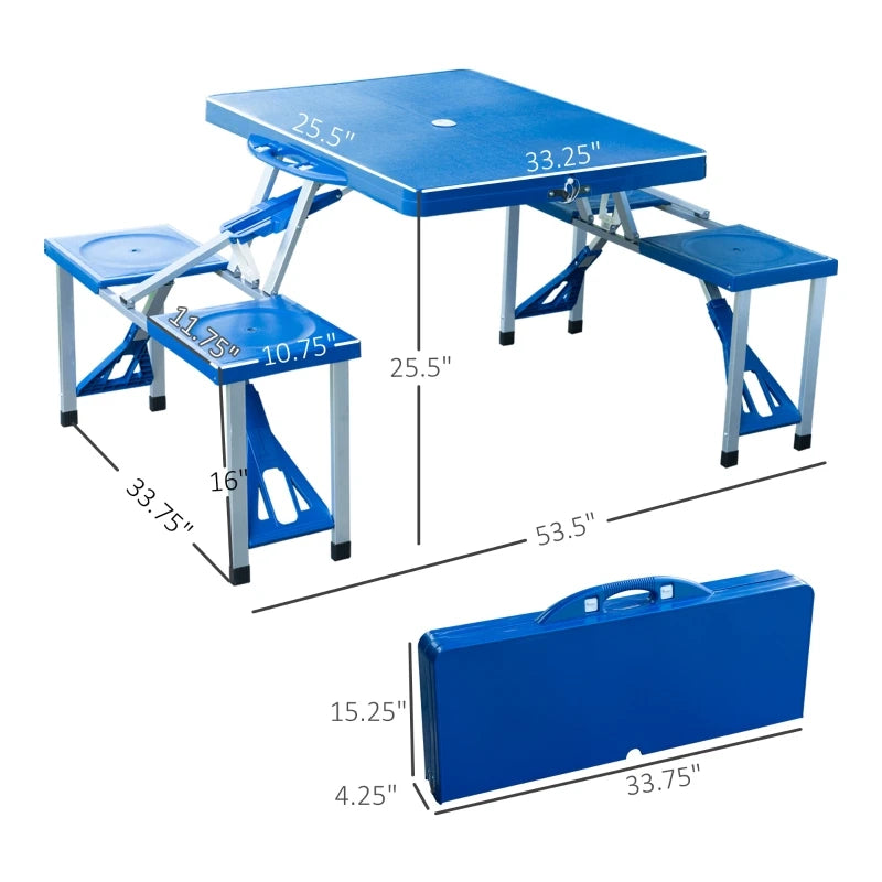 CampMate 4-in-1 Folding Picnic Table Set with Seats & Umbrella Hole