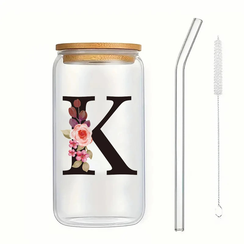 Alpha Bloom Glass – A to Z Floral Letter Cup
