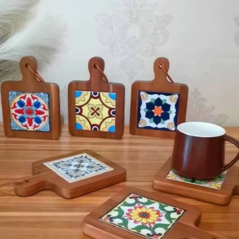 "BlossomWood Retro Coaster Mat"