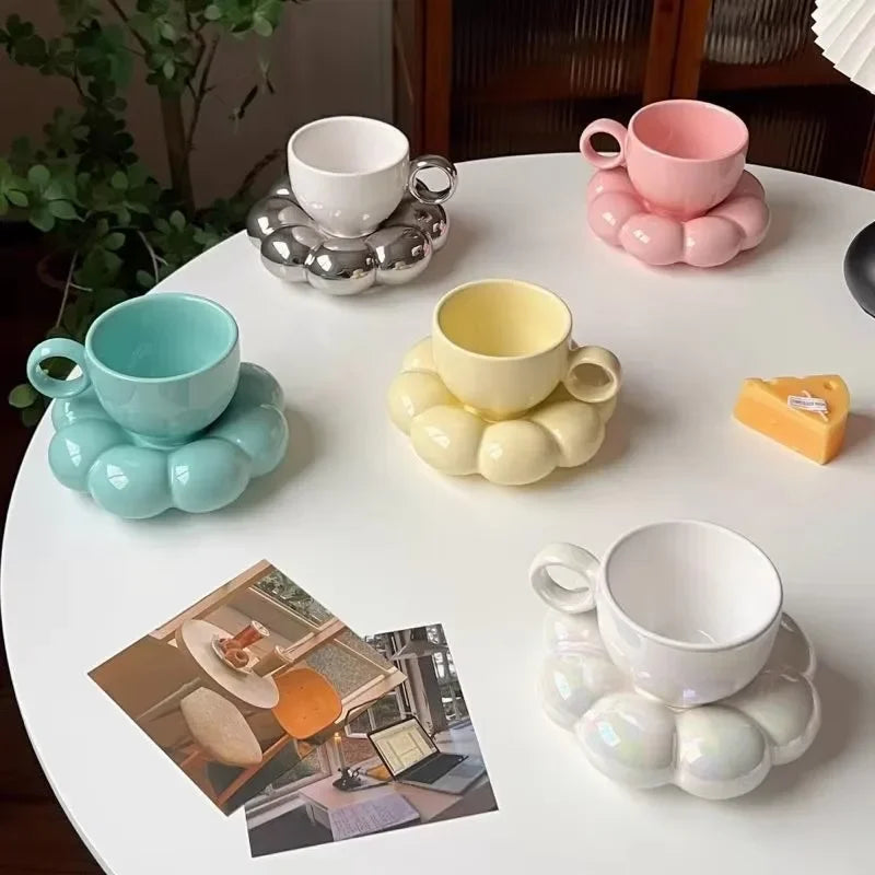 CloudBlossom βπΌ β Creative Cloud & Flower Ceramic Cup & Saucer Set