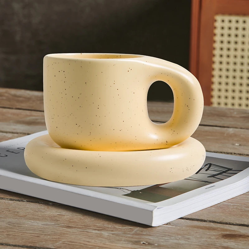 Cozy Duo – Cute Ceramic Coffee Cup & Saucer Set