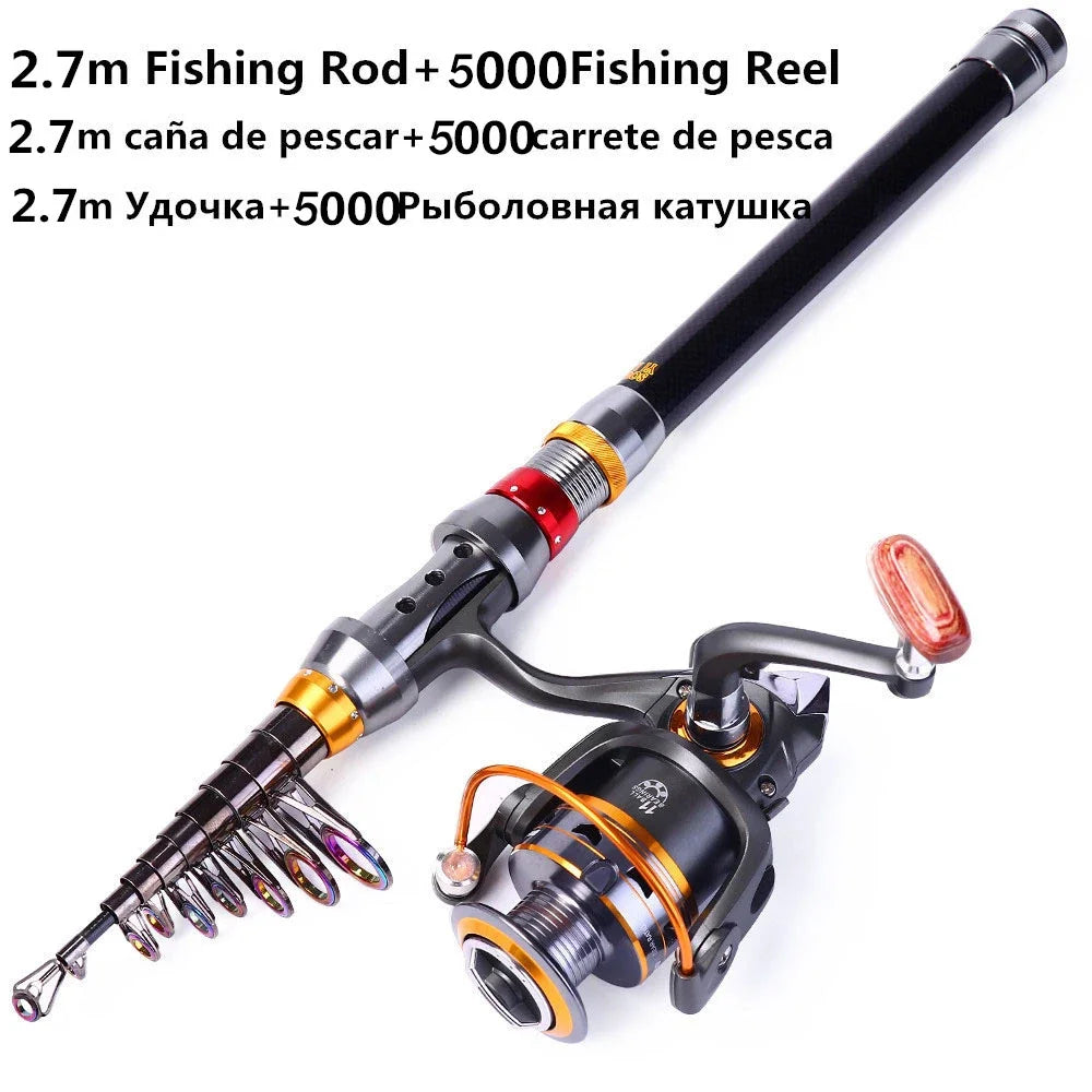 🌟 WaveMaster™ Carbon Telescopic Fishing Rod Combo 🎣🌊