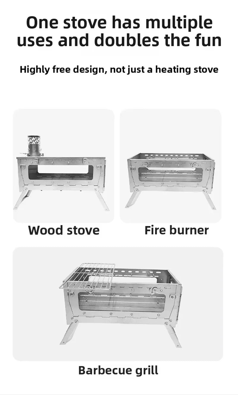 Folding Stainless Steel & Titanium Camping Stove