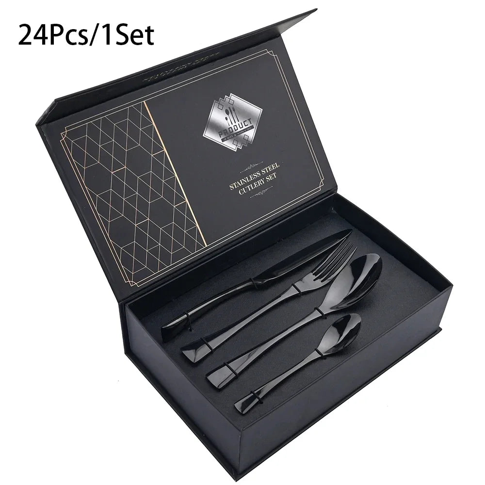 ✨MirrorLux – 24pcs Premium Cutlery Set 🍴💎