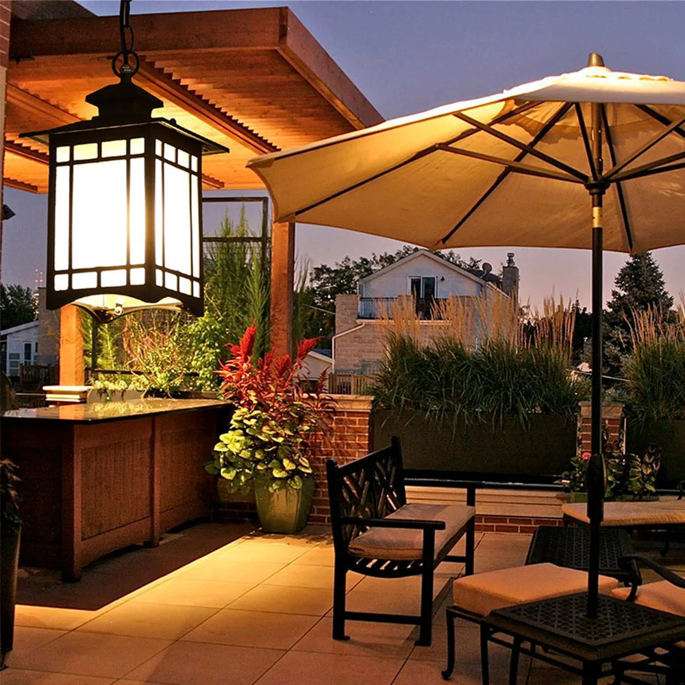 Outdoor chandelier waterproof Chinese retro garden light entrance balcony corridor aisle garden pavilion ceiling light