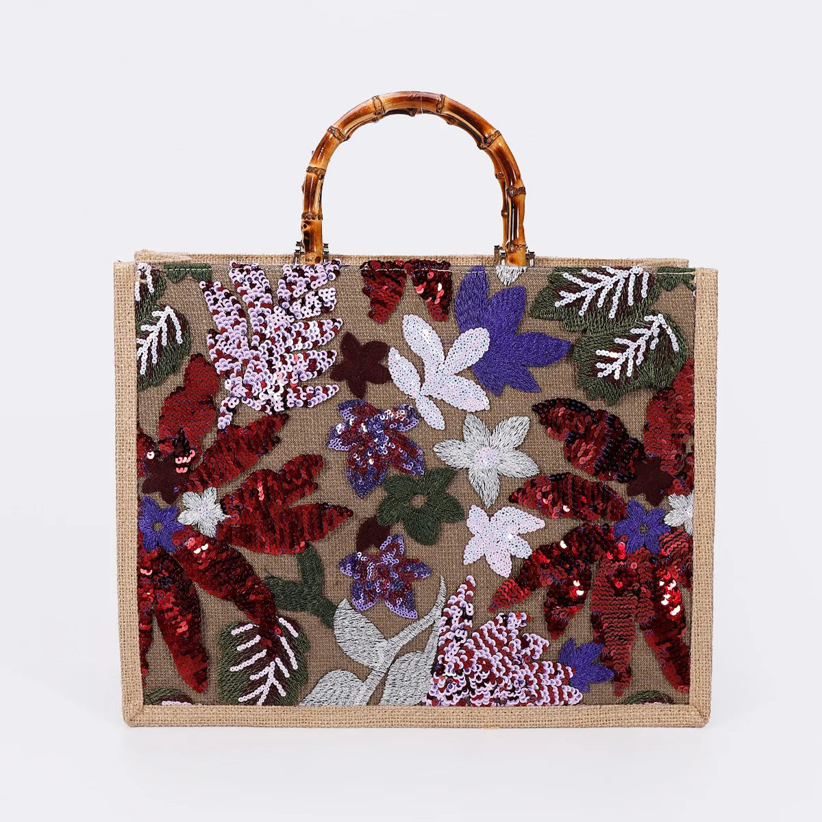 "Bamboo Bloom – Sequin Garden Tote"