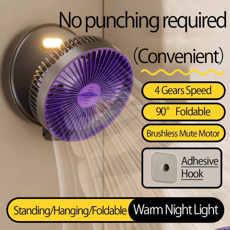 BreezeMate 3in1 π β Rechargeable Multifunctional Fan with Warm Night Light