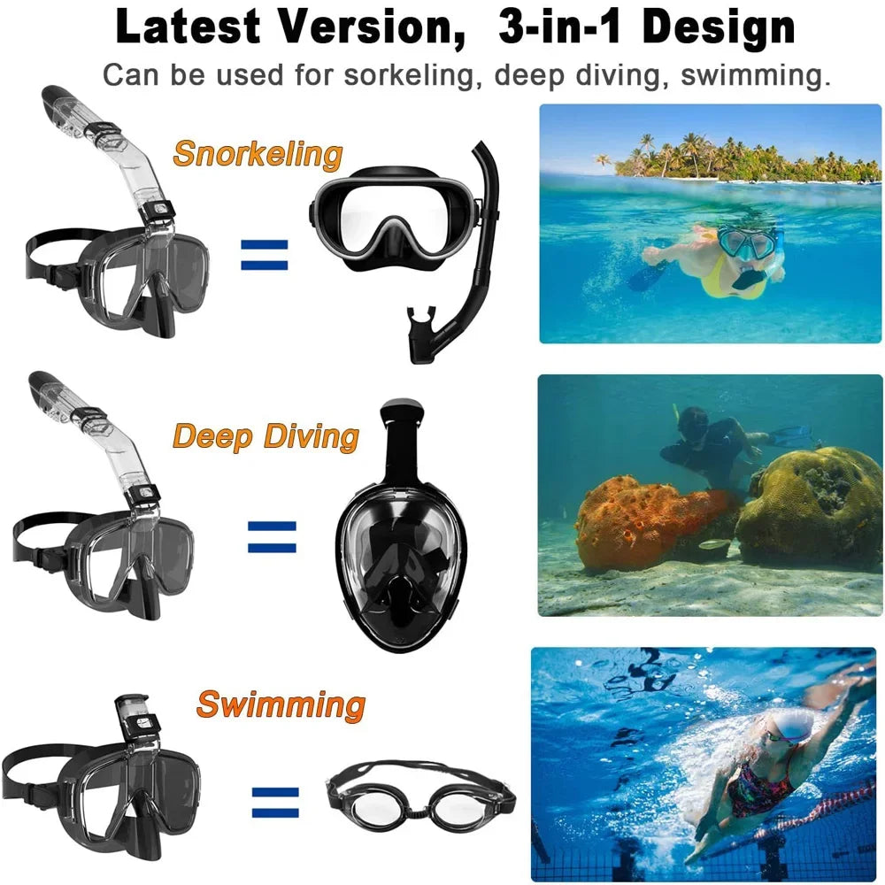 Clear Dive Mini – Anti-Fog Half-Face Snorkel Mask for Kids & Adults