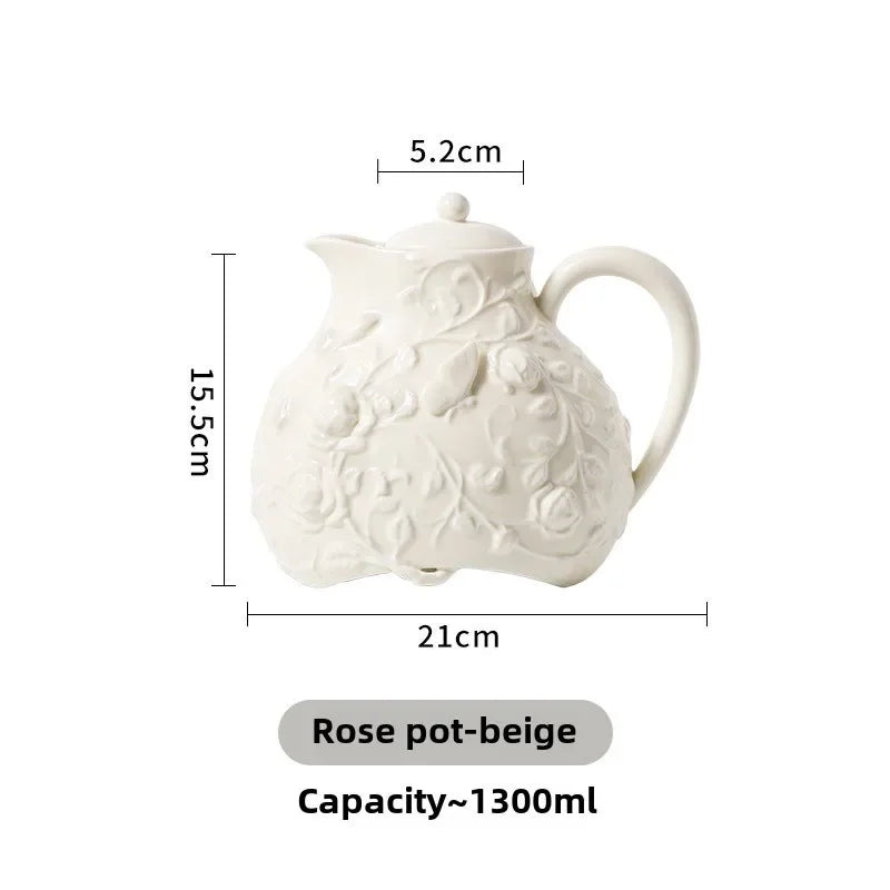 "Rosalia Grace – Embossed Ceramic Tea Set"