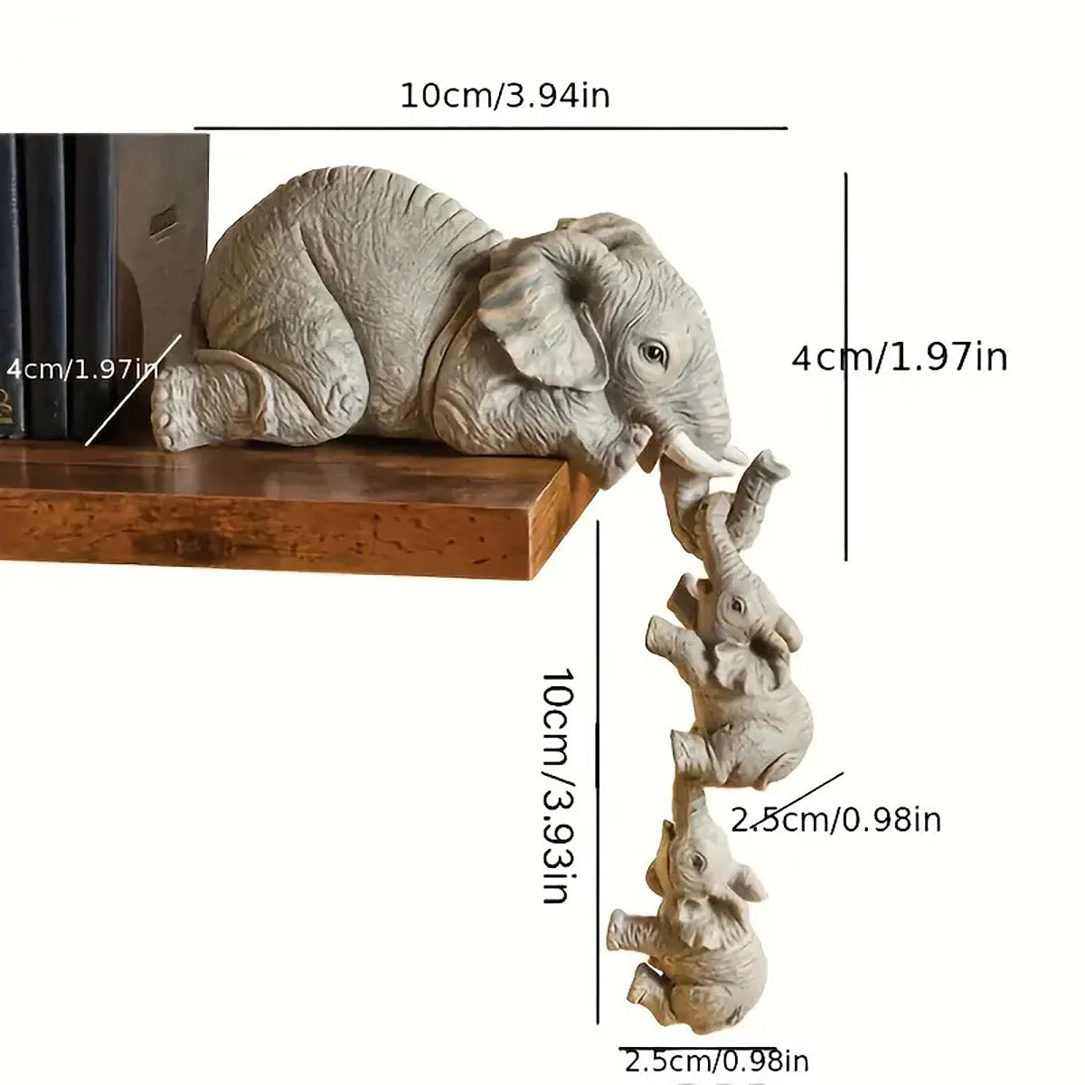 🐘 Elephant Hug Resin Bookends