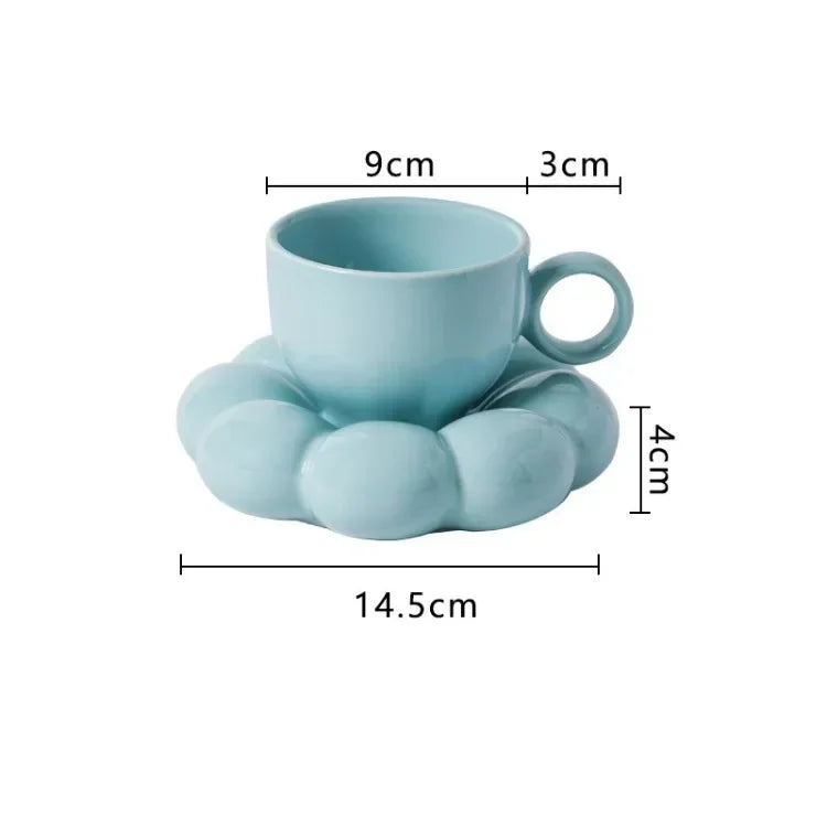 CloudBlossom βπΌ β Creative Cloud & Flower Ceramic Cup & Saucer Set