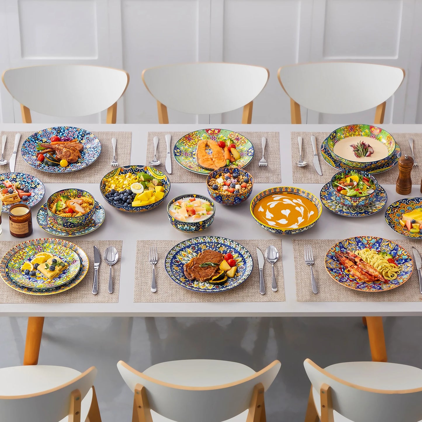 "Soloria – 24-Piece Boho Ceramic Dinnerware Set"