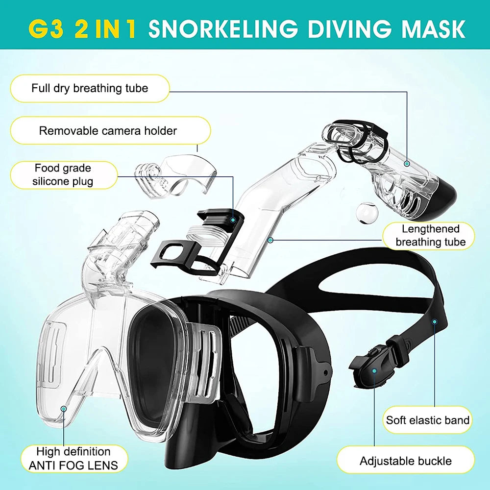 Clear Dive Mini – Anti-Fog Half-Face Snorkel Mask for Kids & Adults