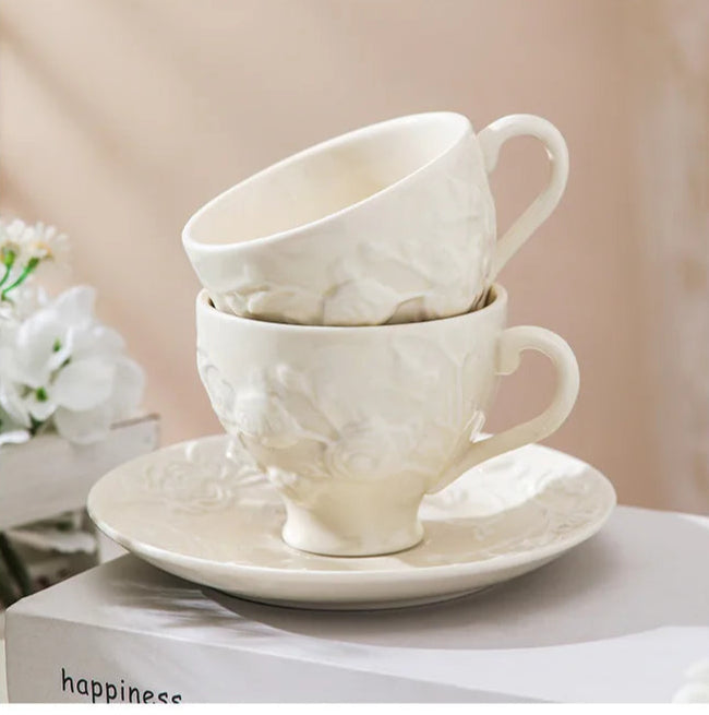 "Rosalia Grace – Embossed Ceramic Tea Set"