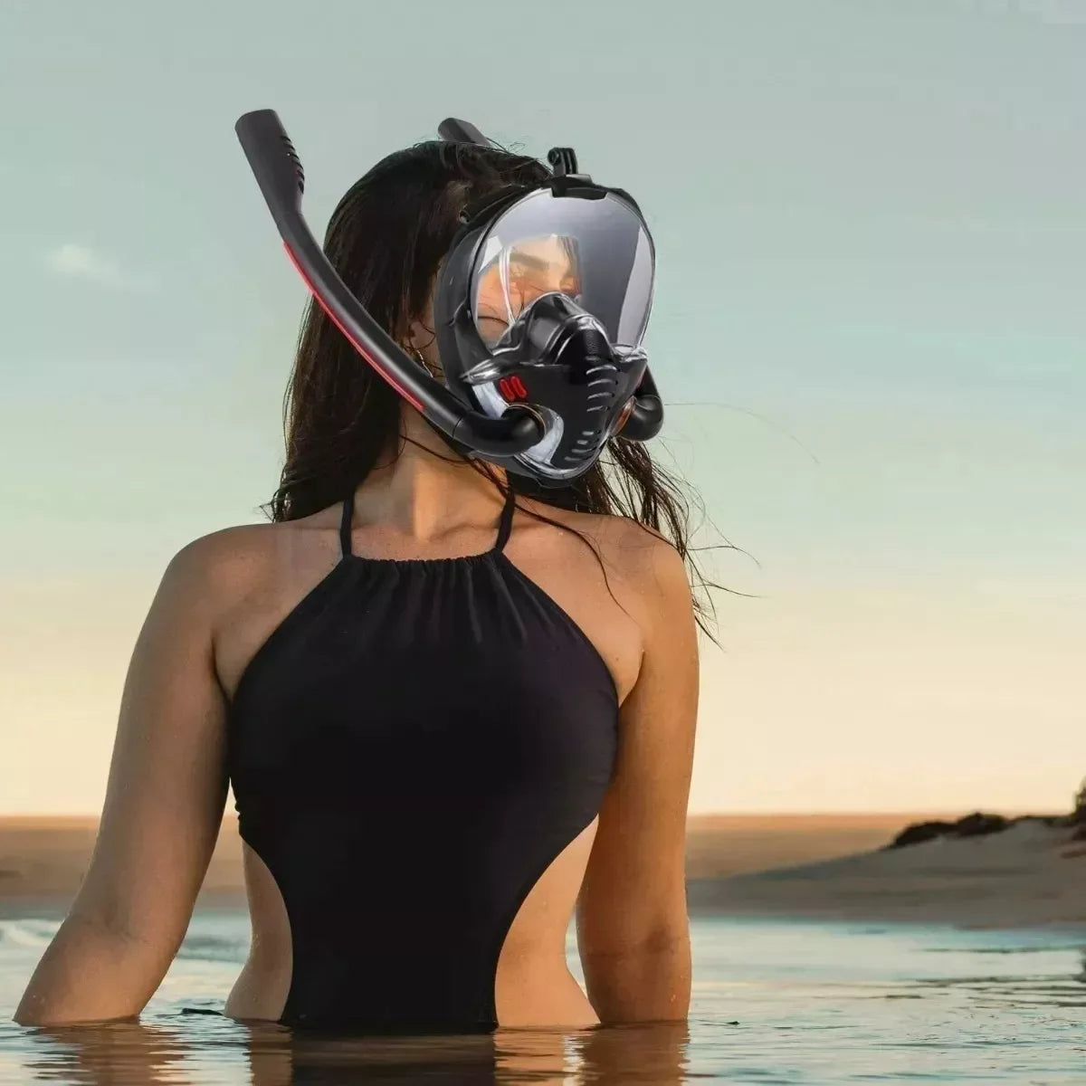 Aqua Glide Dual Tube Snorkel Mask – Full Face Dry Diving Gear