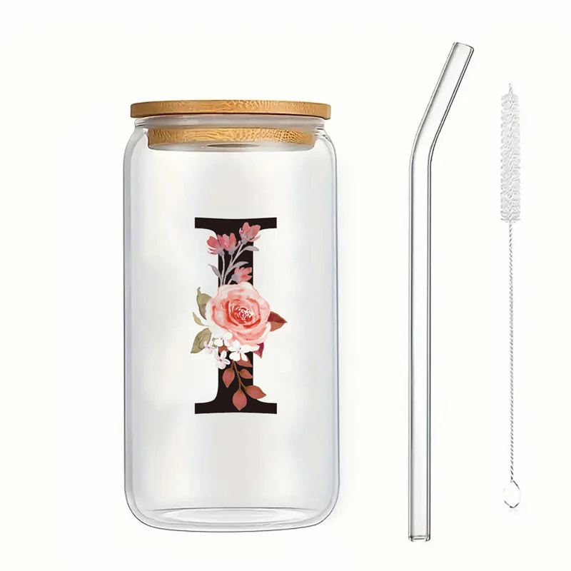 Alpha Bloom Glass – A to Z Floral Letter Cup