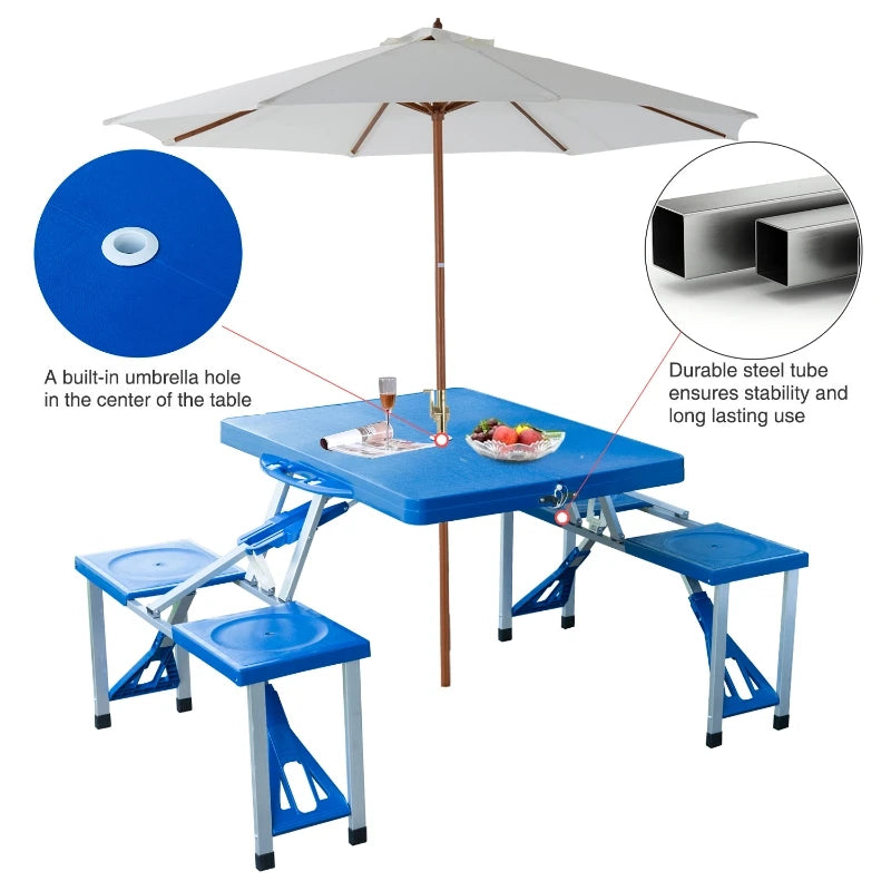 CampMate 4-in-1 Folding Picnic Table Set with Seats & Umbrella Hole