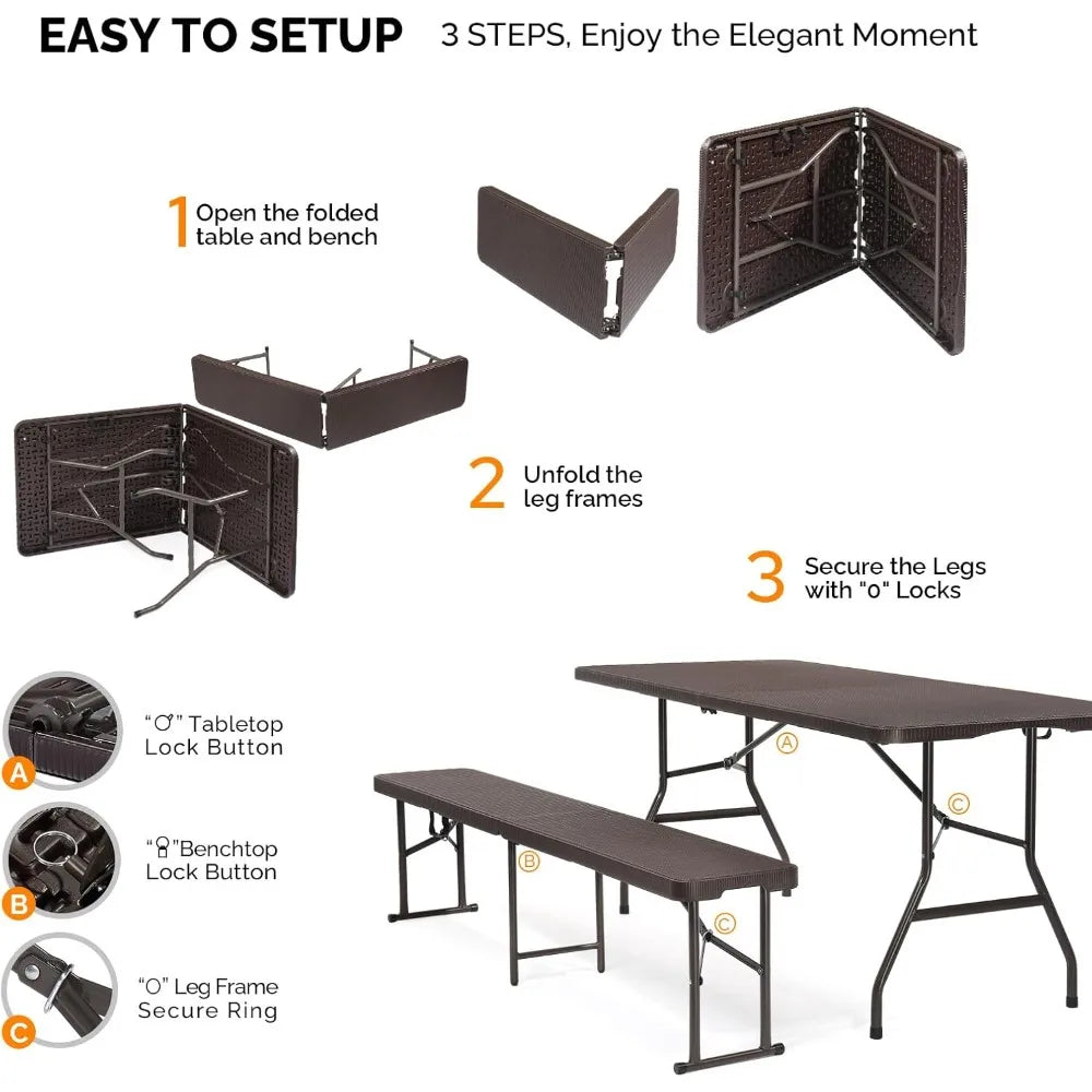 CampFold 3X – Outdoor Table & Bench Set