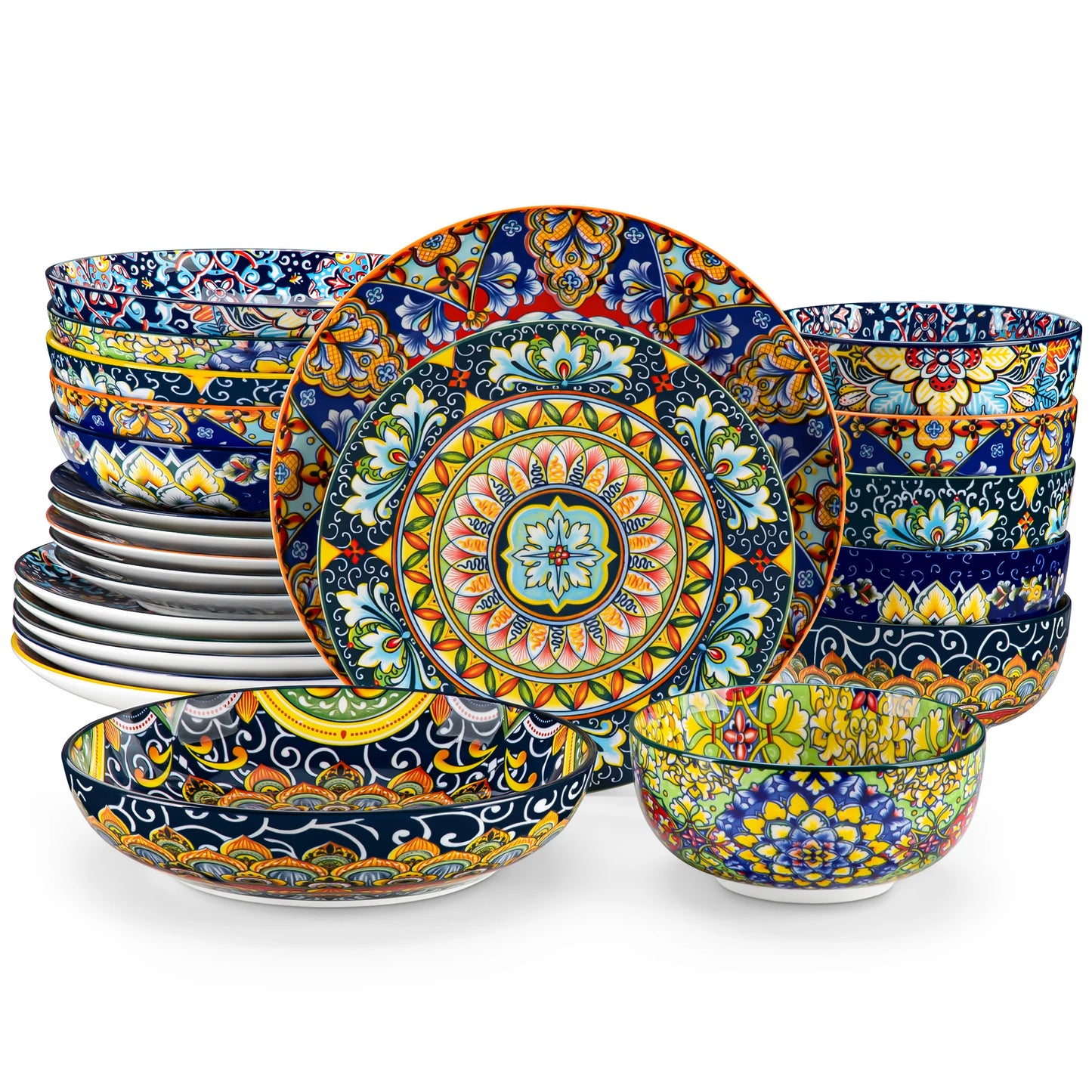 "Soloria – 24-Piece Boho Ceramic Dinnerware Set"