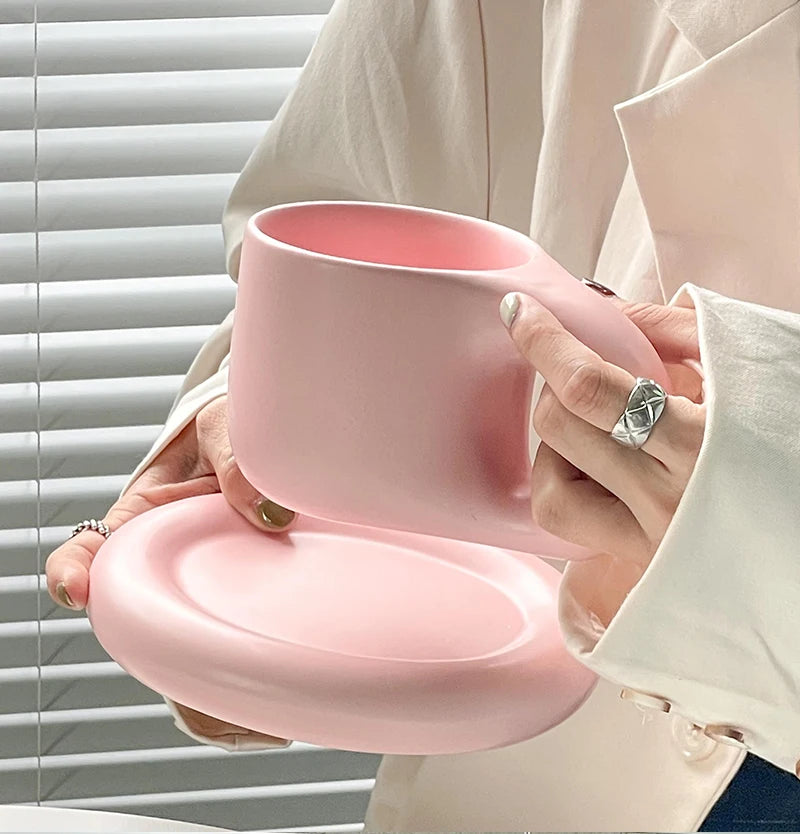 Cozy Duo – Cute Ceramic Coffee Cup & Saucer Set