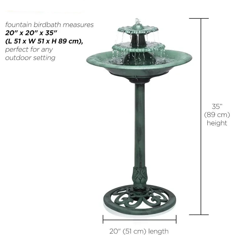 Verdant Cascade – 3-Tier Garden Fountain & Birdbath