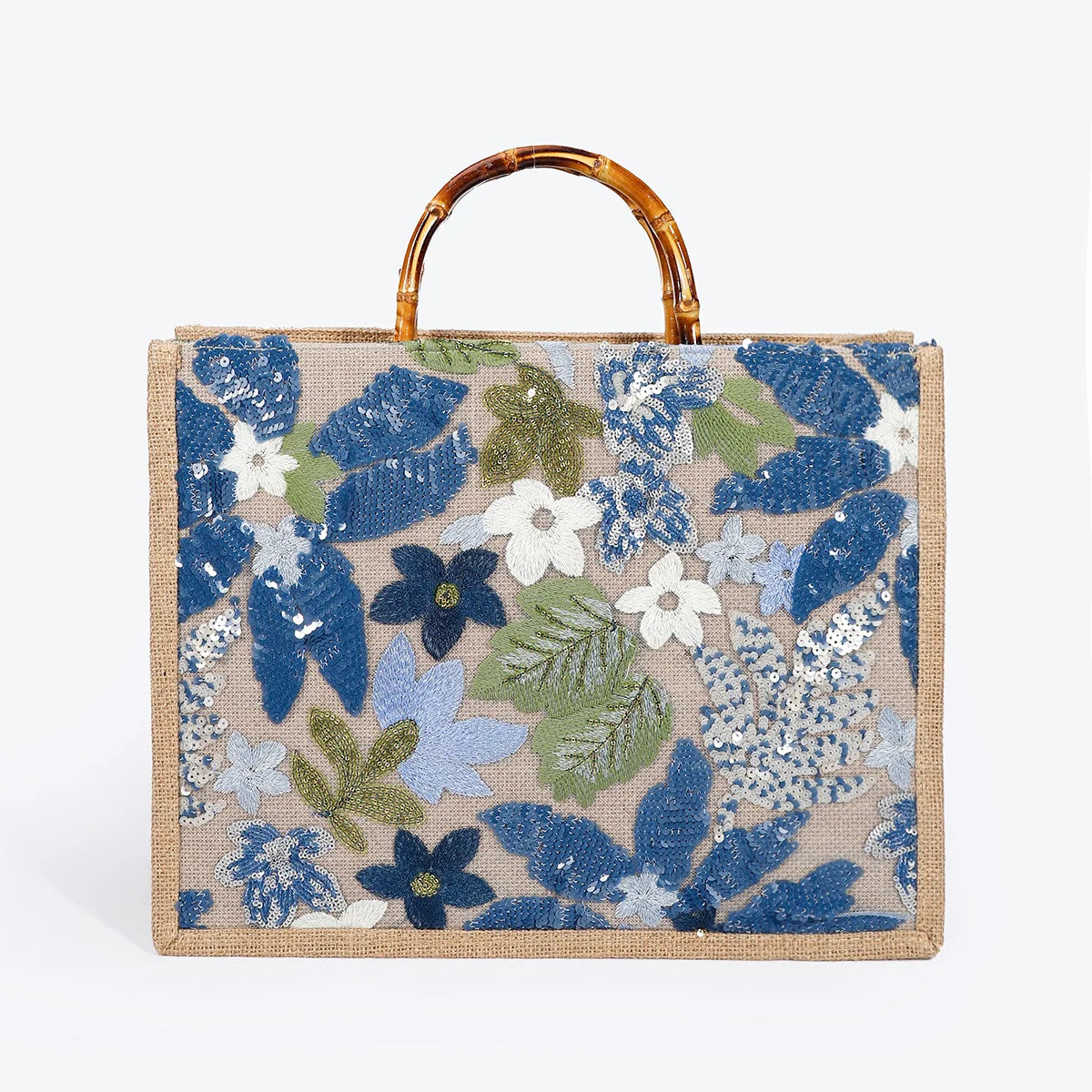 "Bamboo Bloom – Sequin Garden Tote"