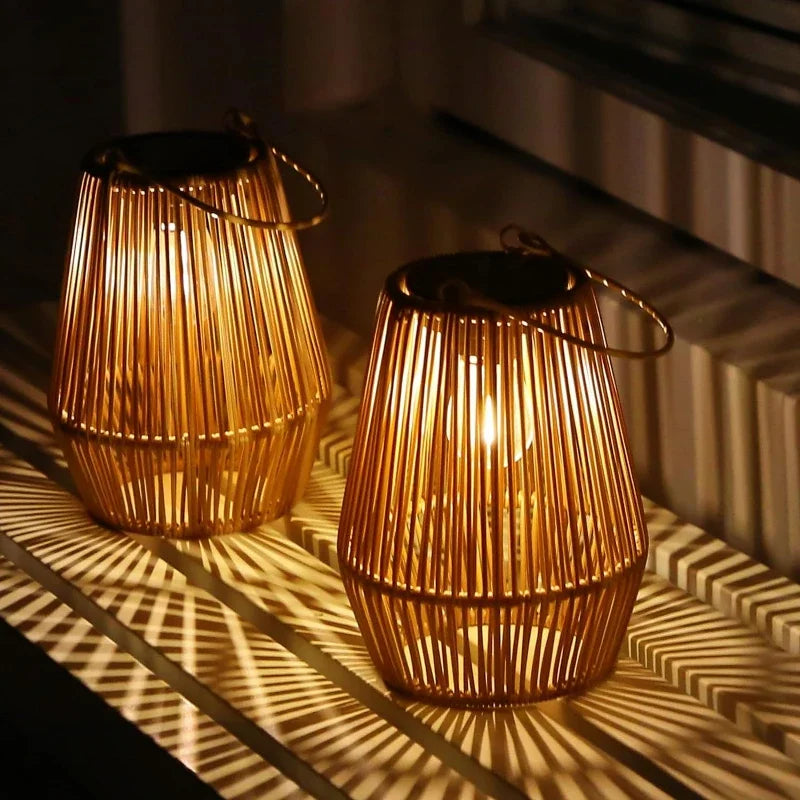 SolWeave – Handwoven Solar Lantern for Garden & Villa Decor (1PCS/2PCS)