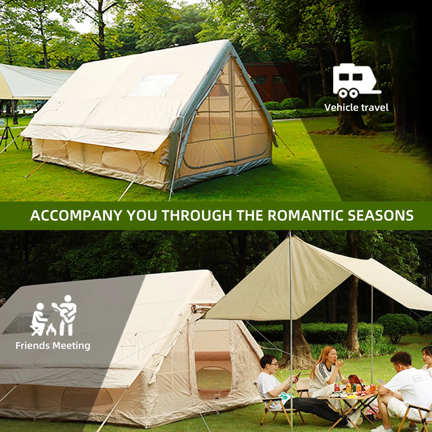 AirDome Haven 12P – Large Inflatable 4-Season Camping Tent