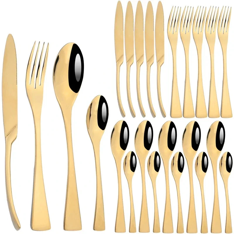 ✨MirrorLux – 24pcs Premium Cutlery Set 🍴💎