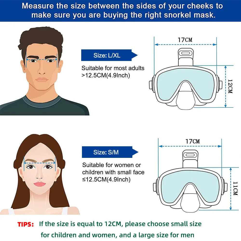 Clear Dive Mini – Anti-Fog Half-Face Snorkel Mask for Kids & Adults