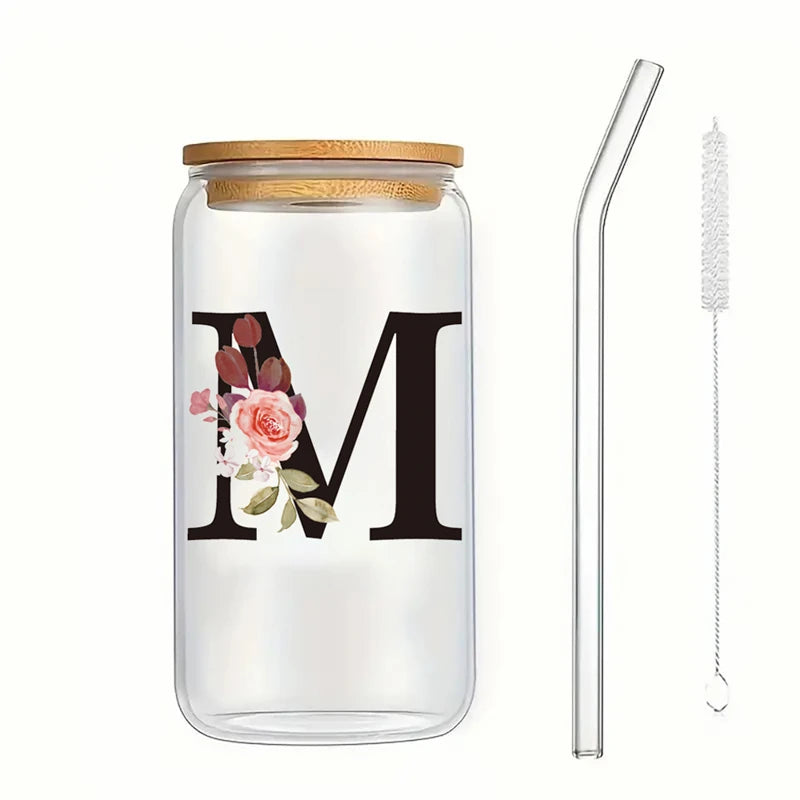 Alpha Bloom Glass – A to Z Floral Letter Cup