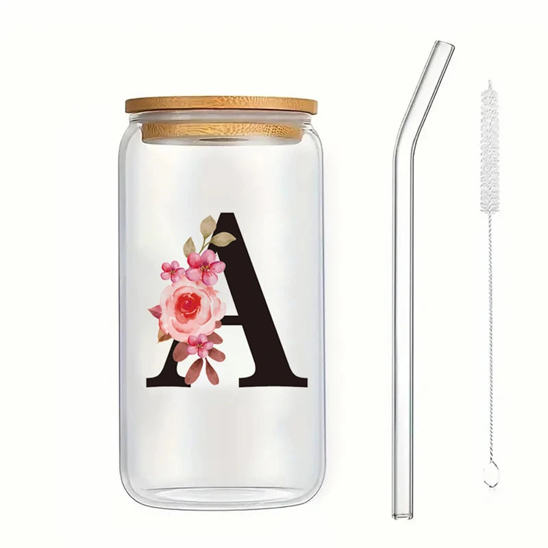 Alpha Bloom Glass – A to Z Floral Letter Cup