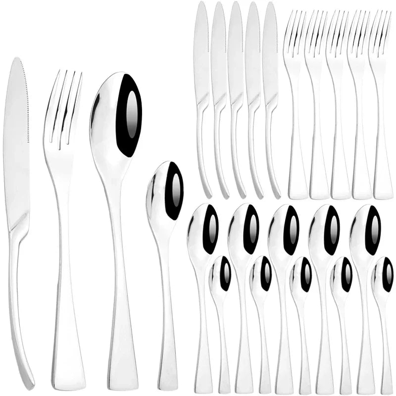 ✨MirrorLux – 24pcs Premium Cutlery Set 🍴💎
