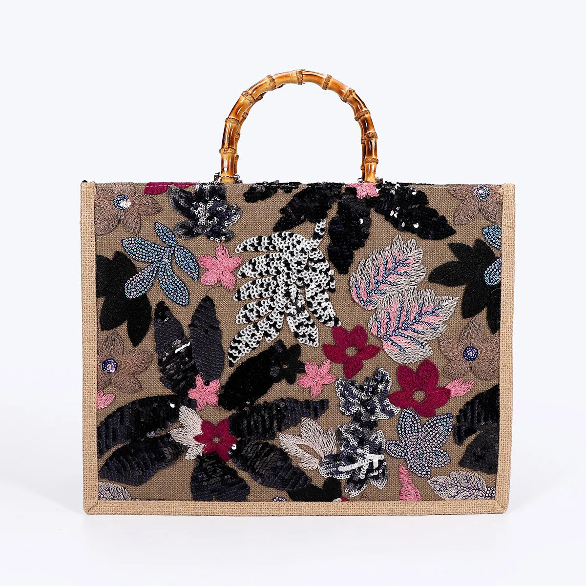 "Bamboo Bloom – Sequin Garden Tote"