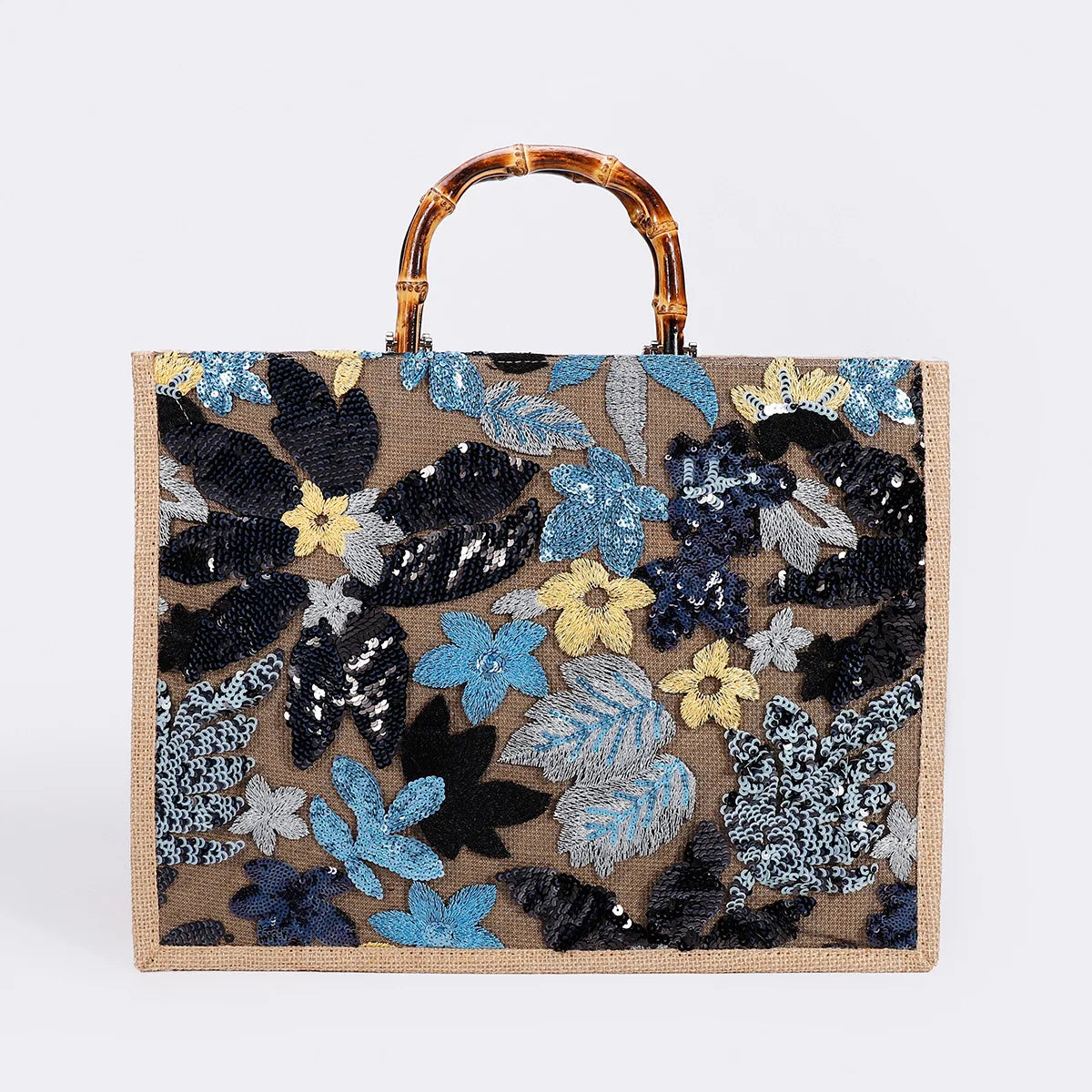 "Bamboo Bloom – Sequin Garden Tote"