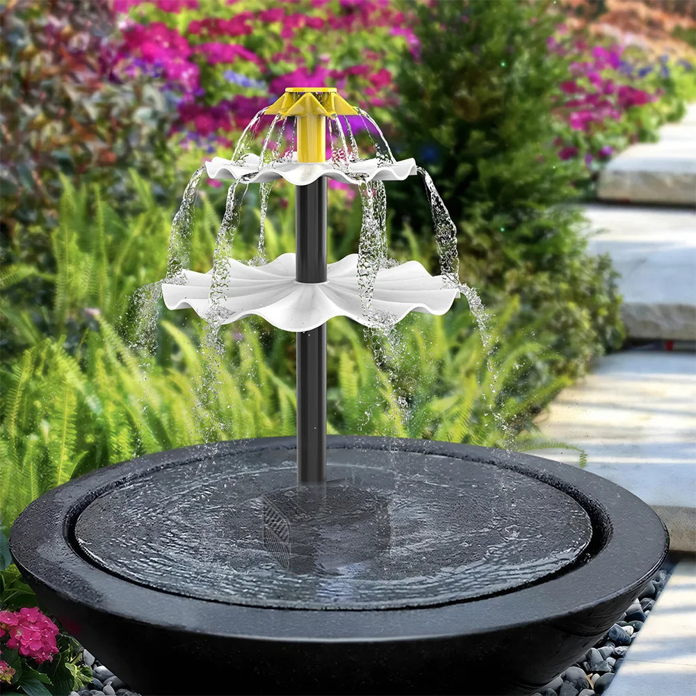 Sun Bloom 3T — Solar Bird Bath Fountain