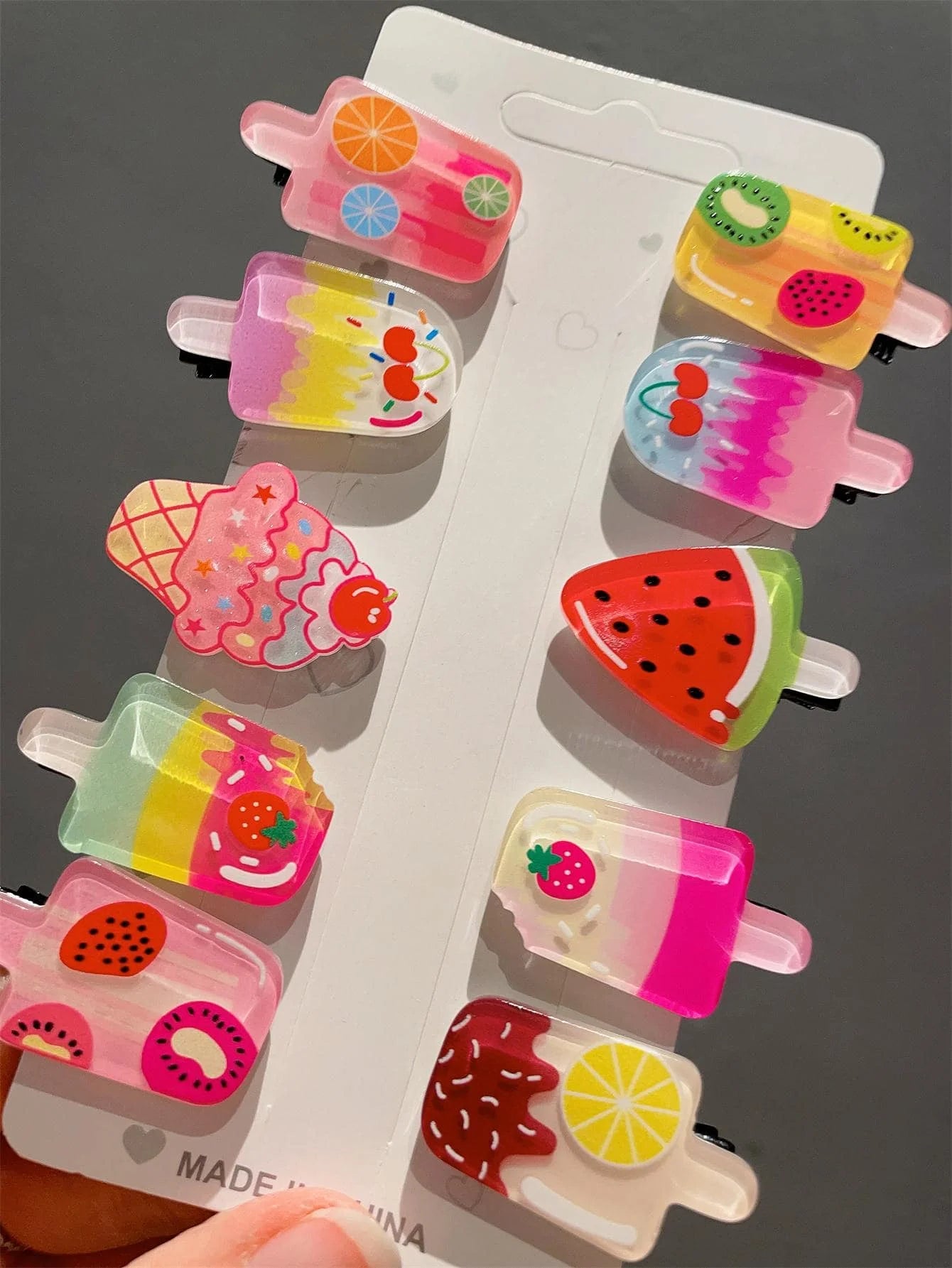 🧁 SweetChill Hair Clips – Ice Cream Summer Set (10 pcs)