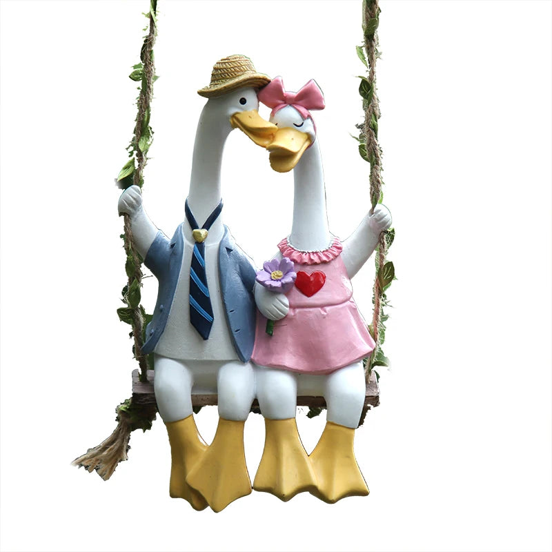 LoveSwing Duck Couple Statue