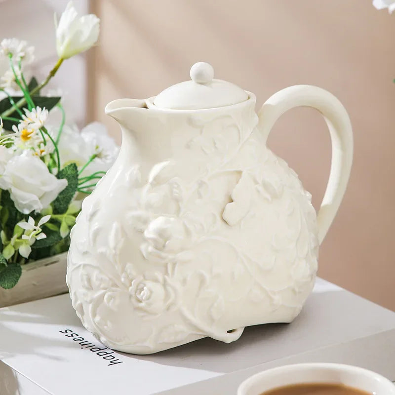 "Rosalia Grace – Embossed Ceramic Tea Set"