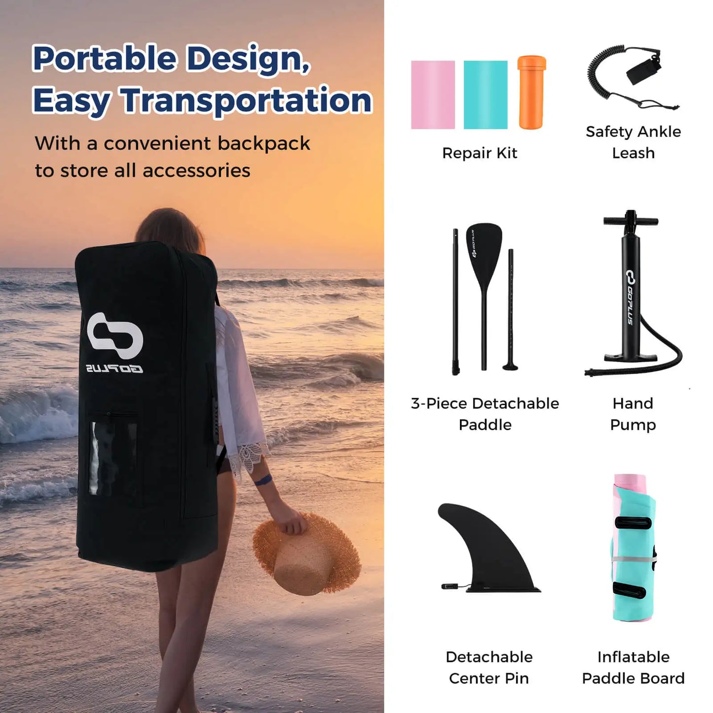 🌊🛶AquaGlide 10’ – Inflatable Stand-Up Paddle Board with Backpack