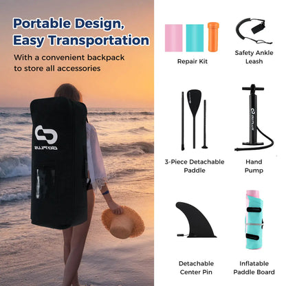 🌊🛶AquaGlide 10’ – Inflatable Stand-Up Paddle Board with Backpack