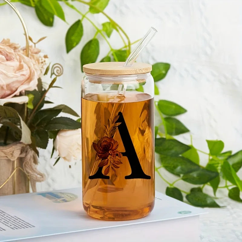 Alpha Bloom Glass – A to Z Floral Letter Cup