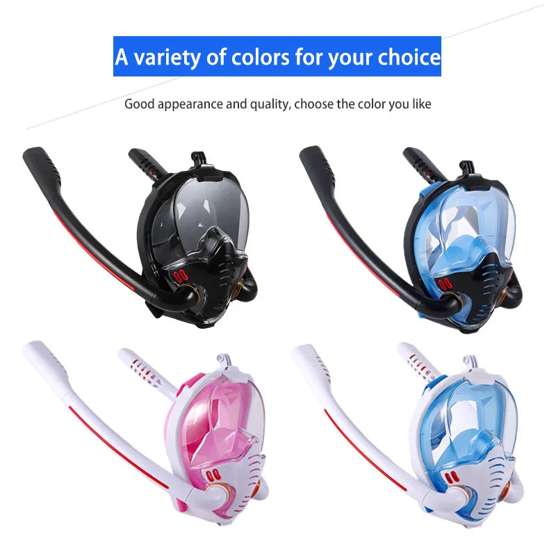 Aqua Glide Dual Tube Snorkel Mask – Full Face Dry Diving Gear