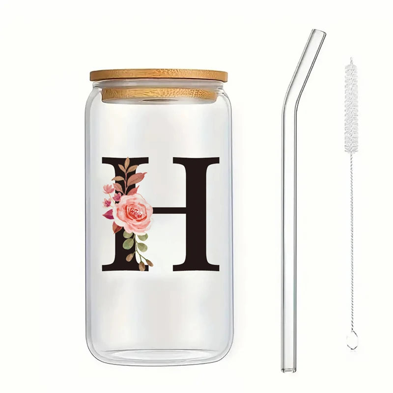 Alpha Bloom Glass – A to Z Floral Letter Cup