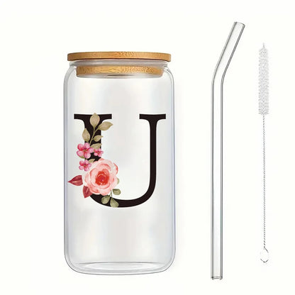 Alpha Bloom Glass – A to Z Floral Letter Cup