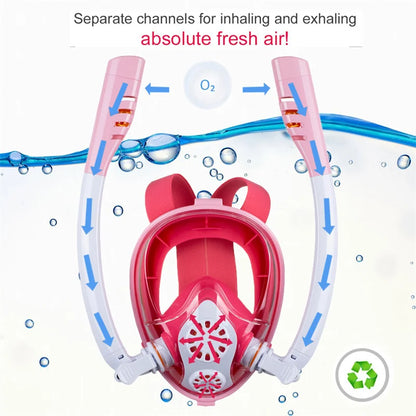 Aqua Glide Dual Tube Snorkel Mask – Full Face Dry Diving Gear