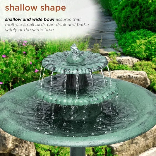 Verdant Cascade – 3-Tier Garden Fountain & Birdbath